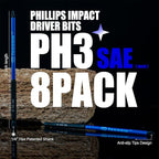 8 Pack Phillips Impact Driver Bits, #3 Phillips Head Magnetic Screwdriver Bits Set, 6 Inch S2 Alloy Steel Impact Bits, 1/4" Hex Shank Screwdriver Drill Bit, CNC Machined ph3 Impact Drill Bits
