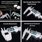 Kynup Digital Caliper, 8 Inch Caliper Measuring Tool with Stainless Steel, IP54 Splash Proof Protection Design, Easy Switch from Inch Metric Fraction, Large LCD Screen (200mm)