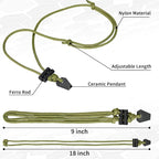 Fire Starter Necklace - Handcrafted Survival Necklace with Ferro Rod, Mini Bushcraft Paracord Necklace for Camping, Hiking, Backpacking Outdoor Gear