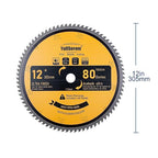 12-Inch 80-Tooth Miter/Table Saw Blades TCT Fine-Finish Professional Woodworking Saw Blade for Miter Saws and Table Saws with 1-Inch Arbor