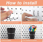16 Sets Pegboard Hooks with Pegboard Cups, Ring Style Pegboard Bins with Rings