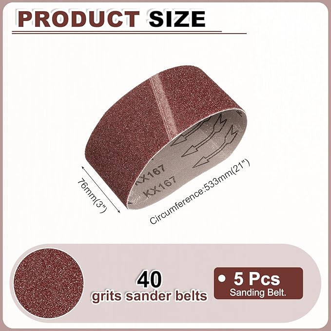 HARFINGTON 3 x 21 Inch Sanding Belts, 10 Pcs 40 Grits Aluminum Oxide Abrasive Belt Sander File Belt for Woodworking, Metal Polishing, Knife Sharpener