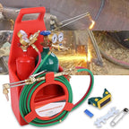 Oxygen Acetylene Torch Kit, Professional Welding Cutting Kit, Long Pipe Brass Nozzle Welding Torch Kit with Gauge Oxygen Acetylene, Portable Oxyacetylene Welding and Cutting Torch Kit Red