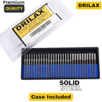 Drilax Diamond Drill Bits for Stone – 30-Piece Set (1mm, 2mm, 3mm) for Glass, Gemstones & Jewelry – 1/8-Inch Shank Compatible with Dremel Rotary Tools – Jewelry Making Supplies & Lapidary Kit