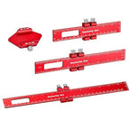 Woodworking Ruler Precision Pocket Rule: 12, 8, 6 Inch Metal Marking Ruler with 45° & 30° Slide Stop, Metric Inch Measuring Wood Working Scribing Measure Tools, Woodwork Adjustable Sliding Ruler