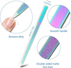 Mudder 3 Pcs Diamond Nail File Set Stainless Steel Double Side Nail File Metal Sapphire Buffer Manicure Files Natural Nails Emery Boards for Salon Home and Travel Women (Rainbow Color)