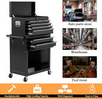 8-Drawer High Capacity Rolling Tool Chest, Removable Cabinet Storage Tool Box with Wheels and Drawers, Detachable Toolbox with Lock for Workshop Mechanics Garage (Black)