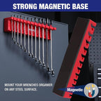 WORKPRO 2-Piece Magnetic Wrench Organizer Rack Set, 24 Slots Fits SAE (5/16' to 3/4') and Metric (9 mm to 20 mm) Wrench Holder Trays to Keep Wrenches Organized