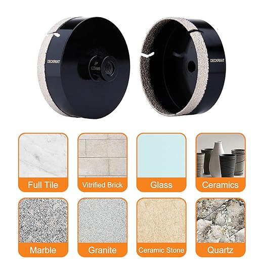 5 Inch Diamond Hole Saw, 125mm Tile Hole Saw Drill Bit Diamond Tipped for Granite Marble Ceramic Glass Porcelain Quartz Tiles Stones Countertop, Core Drill Bits with 5/8-11 Thread for Angle Grinders