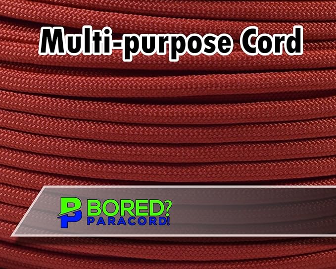BORED? PARACORD! 550 lb Paracord - Ideal for Crafting, Camping, DIY Projects, Active & Military Outdoors - Strong Survival Rope - Tactical Parachute Cord Type III - Solar Orange 100 Feet
