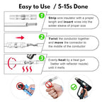 Kuject 50PCS Solder Seal Wire Connectors AWG 26-24, White Solder Seal Heat Shrink Butt Connectors Terminals Solder Sleeve Waterproof Wire Splice Connector for Marine Boat Wire Joint