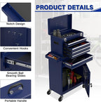 5 Drawer Tools Chest, Tool Cabinet with Universal Lockable Wheels，Tool Box with Detachable Top Box for Workshop (Darkblue)