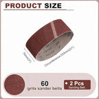 HARFINGTON 3 x 21 Inch Sanding Belts, 2 Pcs 60 Grits Aluminum Oxide Abrasive Belt Sander File Belt for Woodworking, Metal Polishing, Knife Sharpener