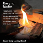 Superior Trading Oak Mini Fire Wood w/Fire Starter Pods, Winter Fireplace Starter, Wood Stove, USDA Cert 4-5” Kiln Dried Firewood, USA Made, 10-11 lbs in Plastic Storage Box