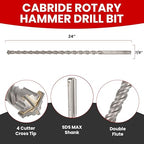 7/8 in X 24 in SDS MAX Bits, Rotary Hammer Drill Bits, Carbide Drill Bits, Masonry Drill Bits for Concrete, Stone and Brick, SDS MAX Hammer Double Flute, Masonry Drill Bit, Concrete Drill Bit