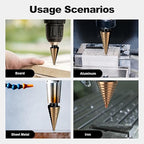 XDENDP Step Drill Bit, 5PCS Step Drill Bit for Metal, HSS Titanium High Speed Steel Step Bit, Step Bits for Metal, Total 50 Sizes with Storage Case, for DIY Lovers Drilling Metal Wood Aluminum Plastic