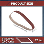 12 Pcs Sanding Belts 1 x 30 Inch 240 Grit Aluminum Oxide Abrasive Sandpaper for Belt Sander Metal Grinding Wood Working Weld Rust Removal