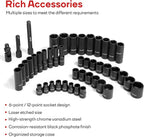 Eastvolt 46 Pieces Drive Socket Ratchet Wrench Set, Mechanic Tool Kits with 72 Teeth Reversible Ratchet, Extension Bar Set and Storage Case, Metric/SAE