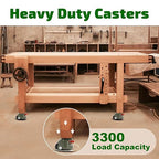 Leveling Casters Set of 4, Workbench Casters with Ratchet Arm, 3300 LBS, Green Heavy Duty Retractable Leveling Machine Casters, Nylon Wheels & Leveling Feet, Suitable for Shelves and Workbenches