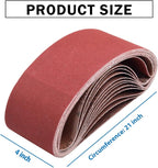 24 Pcs 4 x 21 Inch Sanding Belts, 120 Grit Sanding Belts for Belt Sander, 4x21 Aluminum Oxide Sanding Belts for Wood Furniture (4x21in, 120 Grit)