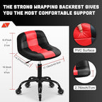 Rolling Stool with Wheels, Garage Shop Stool with Backrest, Roller Seat with Pneumatic Adjustable Height 16.93"-19.69", Heavy Duty Multi-Purpose Chair for Shop Salon Office Home, Red