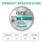 8-1/4 Inch Circular Saw Blade 60T, 5/8 Inch Arbor, Alternate Top Bevel Saw Blades for Cutting Wood, 1 Pack