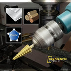 Titanium Step Drill Bit Set - 3PCS High Speed Steel Unibit, 1/4" Shank, Total 28 Sizes 3/16" - 1/2"