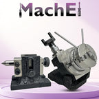 MachEl 3" Tilting Rotary Table with 65mm Self-Centering 3-Jaw Chuck, Back Plate, T-Nuts, Bolts & Tailstock - Precision Milling & Engineering Tool