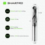 Extra Long Ball Nose End Mills 3/8 Inch SHK. and Cutting Dia. 3D Carving, High-Speed and Deep Cutting, AlCrN Coated, Apply for Alloy Steel, Stainless Steel and Various Cast Iron. (3PCS)