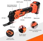 ValueMax 20V Cordless Oscillating Tool with Battery, 3.6°Oscillation Angle Oscillating Saw, 6 Variable Speed Oscillating Multi Tool with Quick-Lock Change System, 16PCS Multitool Blades & Carrying Bag