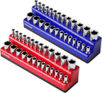 1/4 Inch Magnetic Socket Organizer, NOEAIKE 2-Pack Metric &SAE Socket Holder Set 1/4" Drive Socket Trays, Holds 52 Pcs Standard and Deep Size Sockets(Socket not Included)
