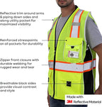 Neopelta Reflective Safety Vest Yellow Mesh, Made with 3M Reflective Tape, Heavy Duty Vest with ID pocket, Padded Neck, Yellow 2XL
