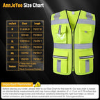 Class 2 Safety Vest with Zipper Front and multiple Pockets, High Visibility Vest, Meets ANSI/ISEA Standards