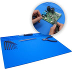 Handook Soldering Mat Silicone Repair Mat Heat Resistant 932°F Workbench Mat for Cellphone, Computer, PCB board Electronic Repair Mat for Soldering Station Iron Gun with Size 16 x 12 Inch (Blue)
