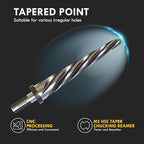 1" Bridge Construction Reamer, M2 HSS Taper Chucking Reamer Drill Bit with 5-Spiral Flutes Design for Steel, Alloy, Aluminum, Wood and Plastic