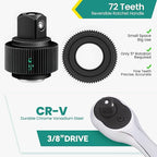 3/8 Inch Drive Ratchet, 72-Tooth Reversible, Quick Release Ratchet Wrench, w/ 10pcs Metric Sockets (8mm-21mm) and Extension Bar, CR-V Steel