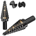 KSEIBI #3 HSS Step Drill Bit Set 1/4-3/4" with 3/8 Shank - Black Oxide Finish for Metal, Wood, Plastic Drilling - Durable, Precision Multi-Sized Bits with 3-Flat Shank 575045