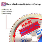 10-Pack 6-1/2" 60-Tooth 5/8" Arbor Woodworking Circular Saw Blade,Ultra Finish/General Purpose,Special Anti-Thermal Adhesion Coating on Cutting Edge-TA,High Finish, Long Life,6-1/2" 60T 5/8"