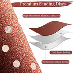 100 PCS 60 Grit 5 Inch Sanding Discs, Hook and Loop Sandpaper for Random Orbital Sander