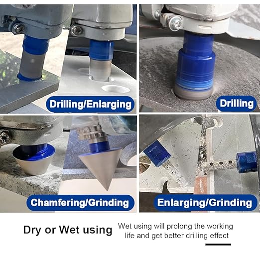 SHDIATOOL Diamond Drill Core Bits Kit Hole Saw Sets Diamond Drill Mould Guide for Drilling Porcelain Tile Marble Ceramic Granite with Hollow EVA Guide Jig 10pcs(6/8/10/25/35/50/65/10MM/2inch/HEX)