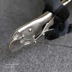 Amazon Basics 5-Piece CR-V Locking Pliers and Wire Cutters Set with Carrying Case, 2 Straight, 3 Curved Jaw, 6.5-10 inch, Silver