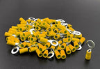 ANGSTROM 1/4" Bolt Ring Terminals, Insulated Electrical Crimp Connectors 100pcs (12-10ga Yellow)
