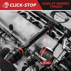 Torque Wrench 3/8-Inch Drive, 10-100 Ft-Lb/13.6-135.5Nm Click Adjustment Torque Wrench with 3/8" to 1/2" Adapter, 125mm Extension Bar Motorcycle, Car & Small Machinery Maintenance