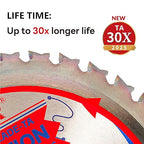 2-Pack 7-1/4" 36 Tooth 5/8" Arbor Demolition Circular Saw Blade Woodworking TA Series, Demolition/Framing, Special Anti-Heat Adhesion Coating on Cutting Head -TA, DEM 7-1/4"36T-TA