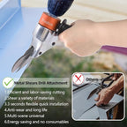 360° Pivoting Drill Metal Shear Attachment, Professional Power Tool Accessory for Cordless & Corded Drills, Heavy-Duty Metal Cutter for Iron, Aluminum & Copper Sheets with Adjustable Handle- O
