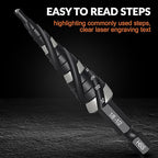 THINKWORK Four Spiral Flute Step Drill Bit, HSS Step Drill Bits 1/8"-1/2"(13 Step) Unibit Step Drill Bit, 1/4" Shank Step Bits for Aluminum, Wood, Plastic, Metal