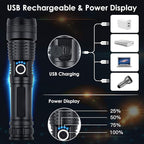 Rechargeable Flashlights High Lumens, 90000 Lumens Super Bright LED Flash Light, 5 Modes, IPX5 Waterproof Handheld Flash Light for Home, Emergencies, Camping