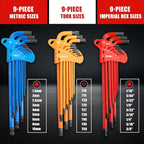 38Pcs Allen Key Set Multicolor Hex Key Allen Wrench Ball End Folding Hex Key Ball End Torx & Metric & Imperial Size for DIY Automotive Mechanic Home Use