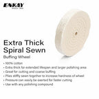 ENKAY - 6" Extra Thick Spiral Sewn Buffing Wheels (2 Pack) for Polishing Metal and More, for Use with Polishing Compounds, Buffing Machines & Bench Grinders (80 Ply Each)