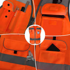 TCCFCCT Reflective Safety Vest 9 Pockets High Visibility Vest for Men Women, Hi Vis Reflective Work Vest for Safety, Meets ANSI/ISEA Standards, (Orange, XX-Large)
